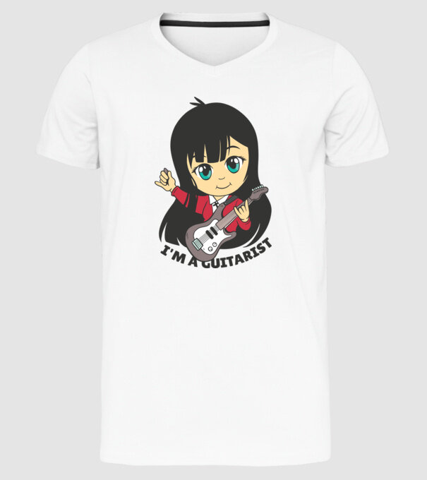 Sunt chitarist fată model alb pe tricou
