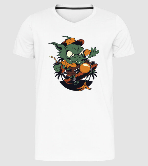 Vârcolac Skateboarder model alb pe tricou
