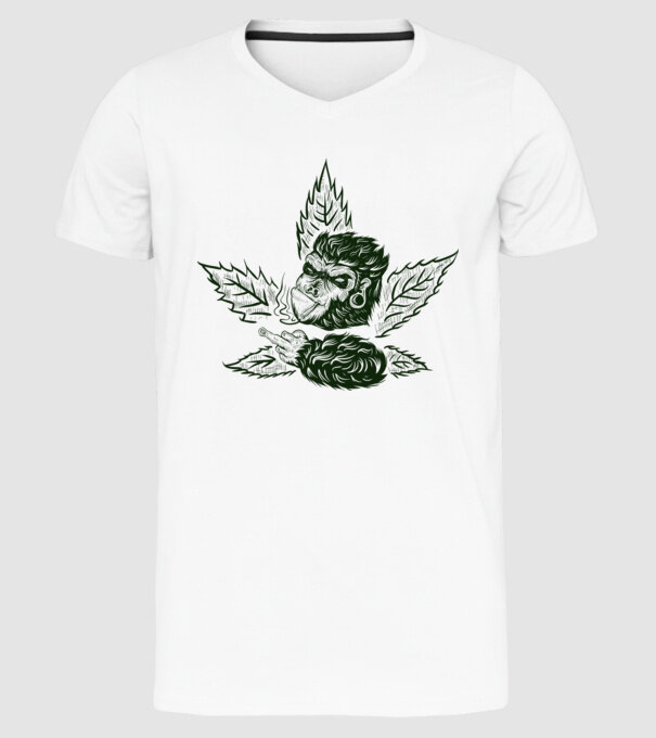 GORILĂ cannabis model alb pe tricou