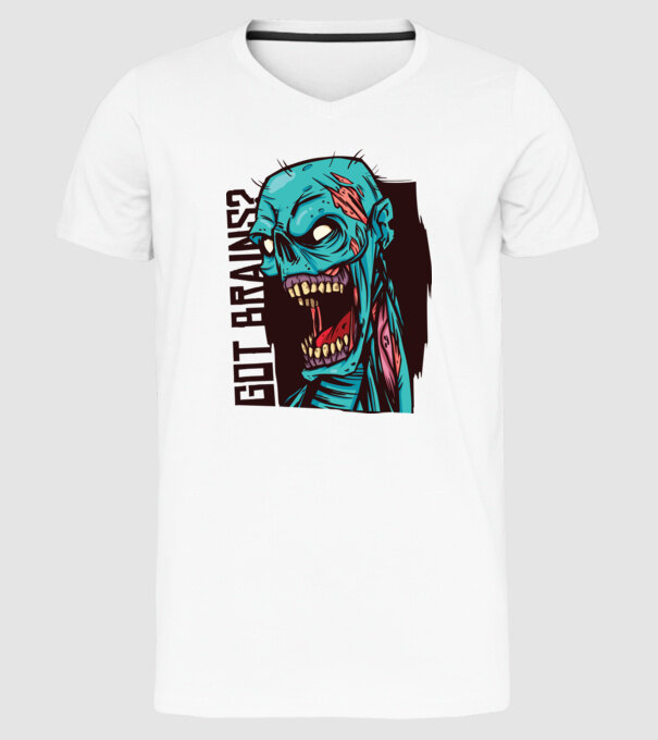 Got Brains? Cap Zombie model alb pe tricou