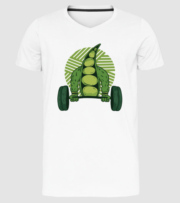 Mazăre musculoasă model alb pe tricou