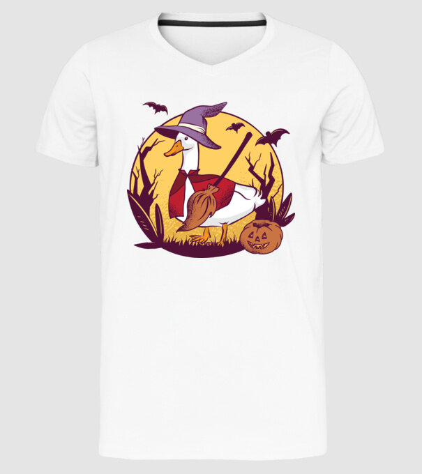 Gâscă Halloween model alb pe tricou