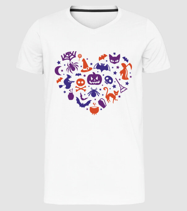 Inimă Halloween model alb pe tricou