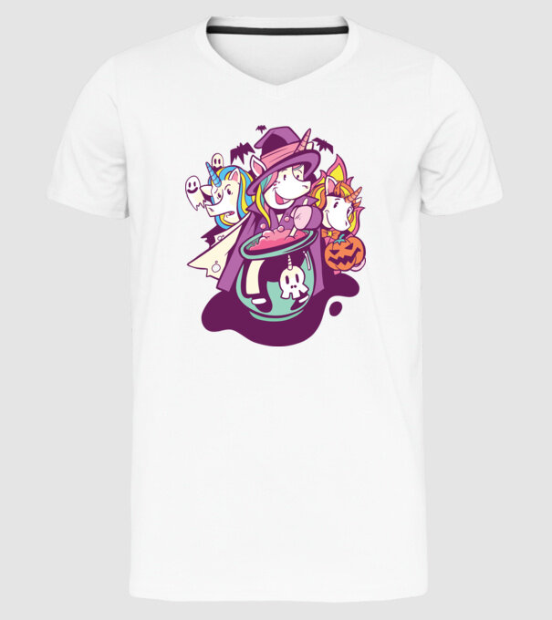 Unicorni Halloween model alb pe tricou