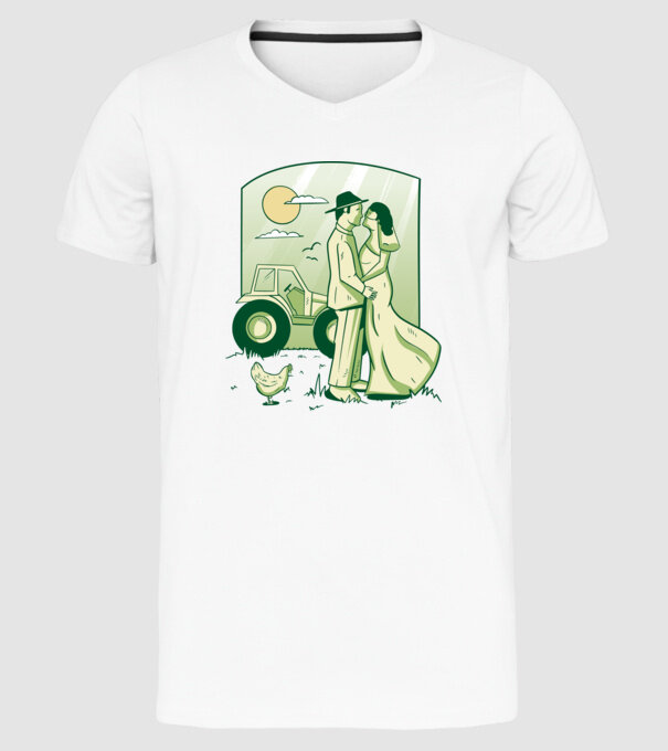Gazda se căsătorește model alb pe tricou