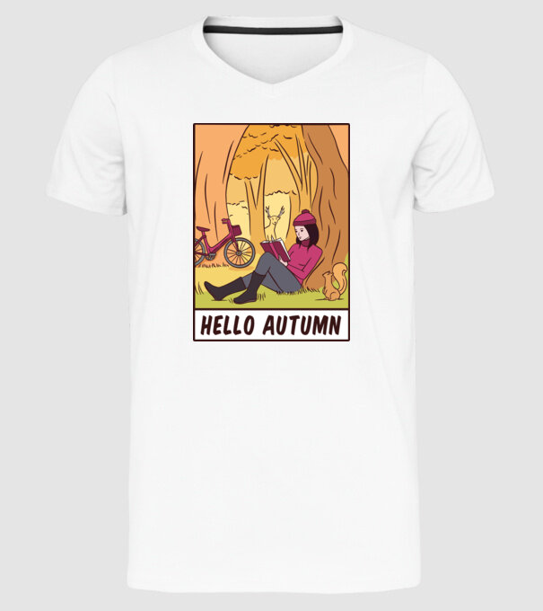 Hello Toamnă model alb pe tricou