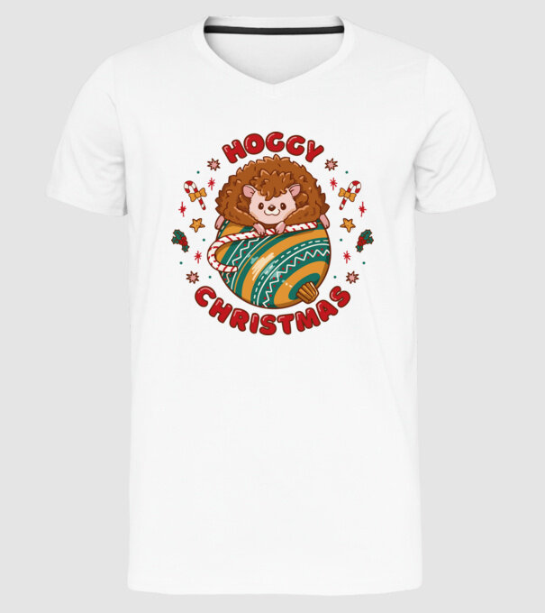 Hoggy Christmas Crăciun cu Arici model alb pe tricou