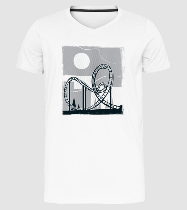 Roller coaster model alb pe tricou