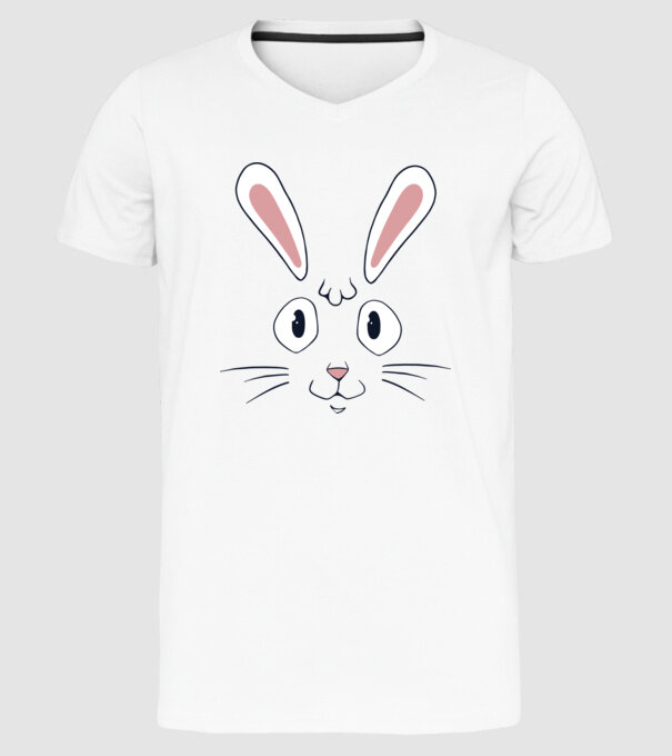 Cap iepuraș de Paște model alb pe tricou