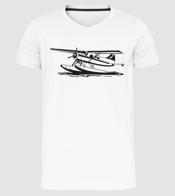 Hydroplane avion model alb pe tricou