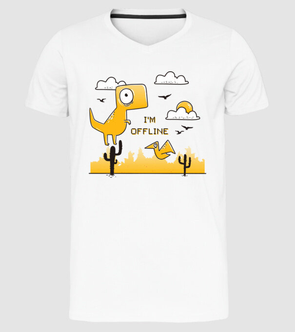 'I''m Offline tricou amuzant' model alb pe tricou