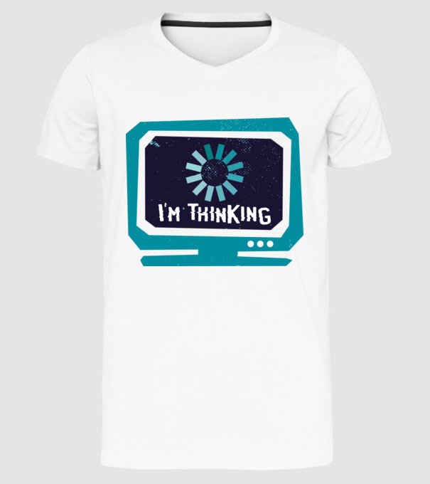 'I''m thinking Mă gândesc' model alb pe tricou
