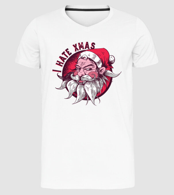 I Hate Xmas model alb pe tricou