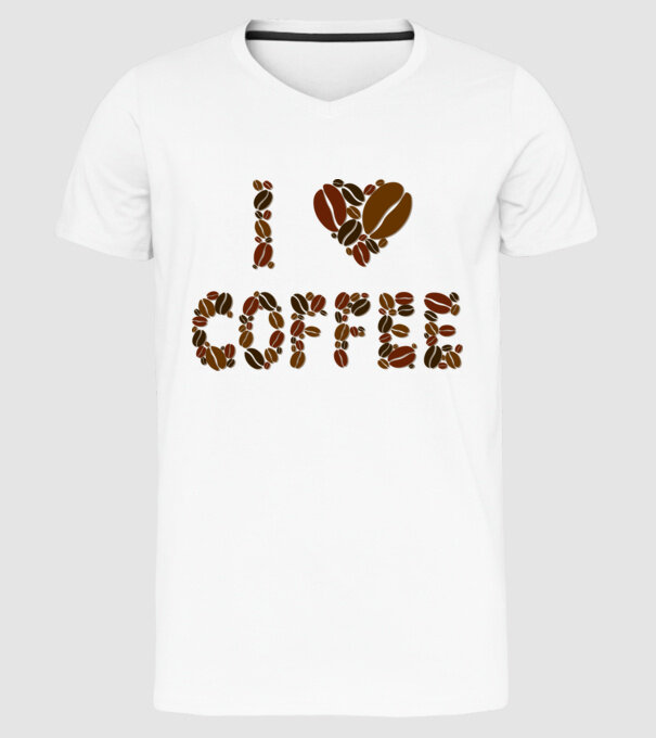 I Love Coffee model alb pe tricou