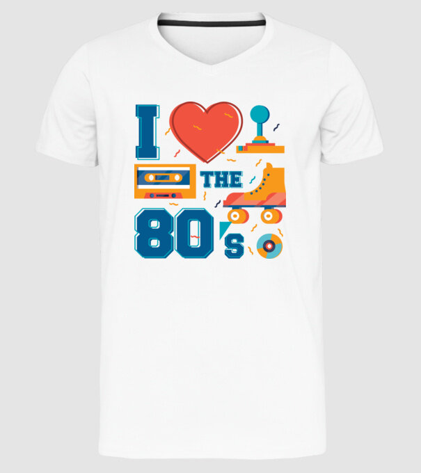 'I love the 80s - Iubesc anii ''80' model alb pe tricou