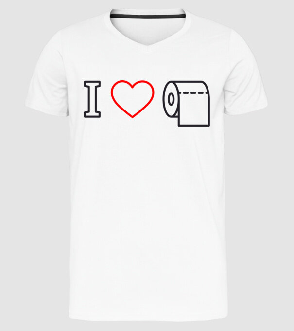 I love hârtie igienică model alb pe tricou