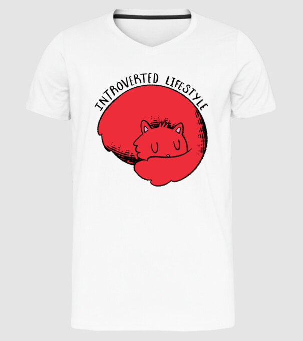 Pisică Introvertită model alb pe tricou