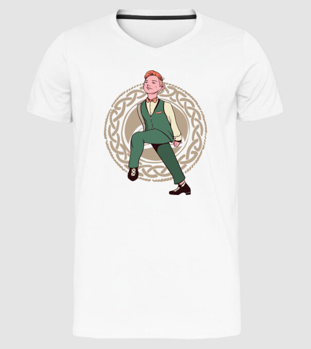 Bărbat Dansator irlandez model alb pe tricou