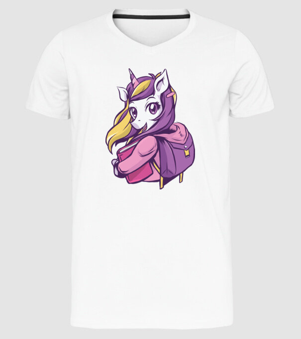Școlăriță Unicorn model alb pe tricou