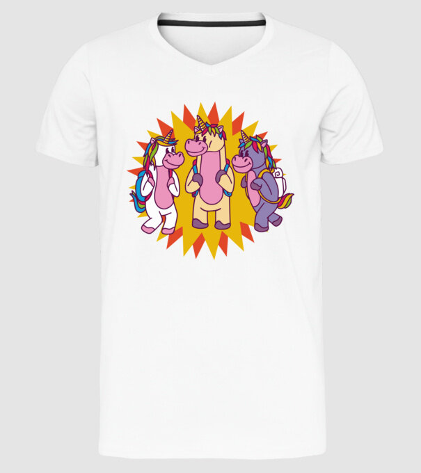 Unicorni școlari model alb pe tricou