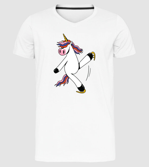 Unicorn cu Patine model alb pe tricou