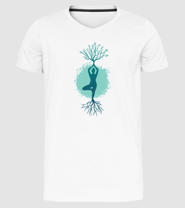 Yoga Natură model alb pe tricou