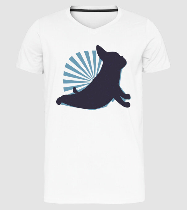 Mops Yoga model alb pe tricou