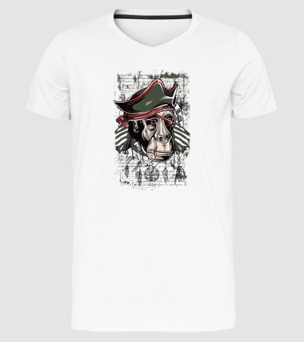 Maimuță Pirat model alb pe tricou