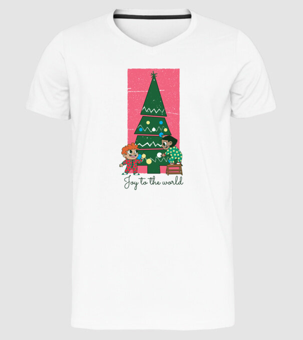 Împodobire pom de Crăciun model alb pe tricou