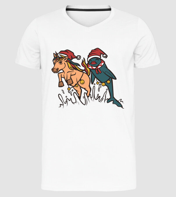 Animale de Crăciun model alb pe tricou