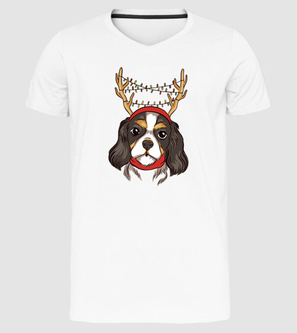 Cavalier de Crăciun model alb pe tricou