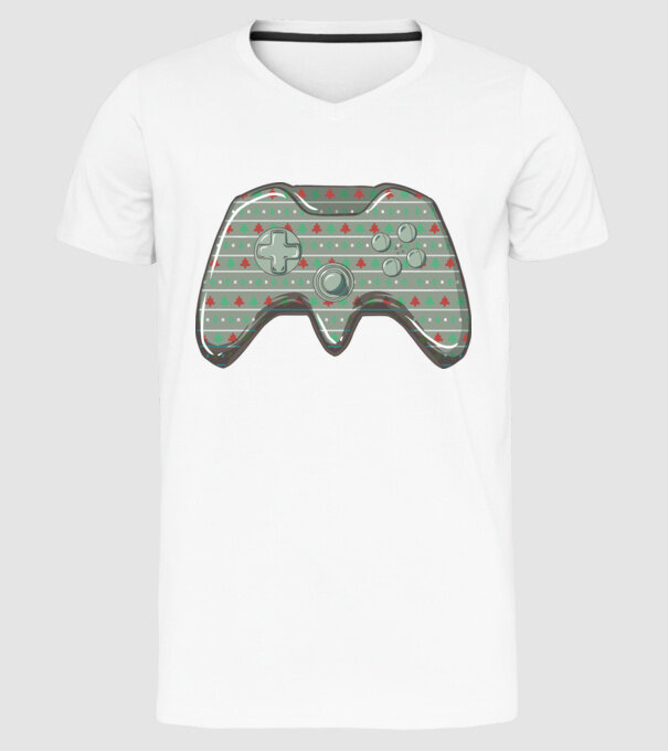 Controler Gamer Crăciun model alb pe tricou