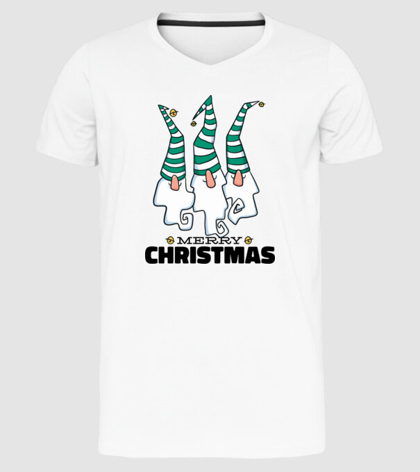 Elfi de Crăciun - Crăciun Fericit model alb pe tricou