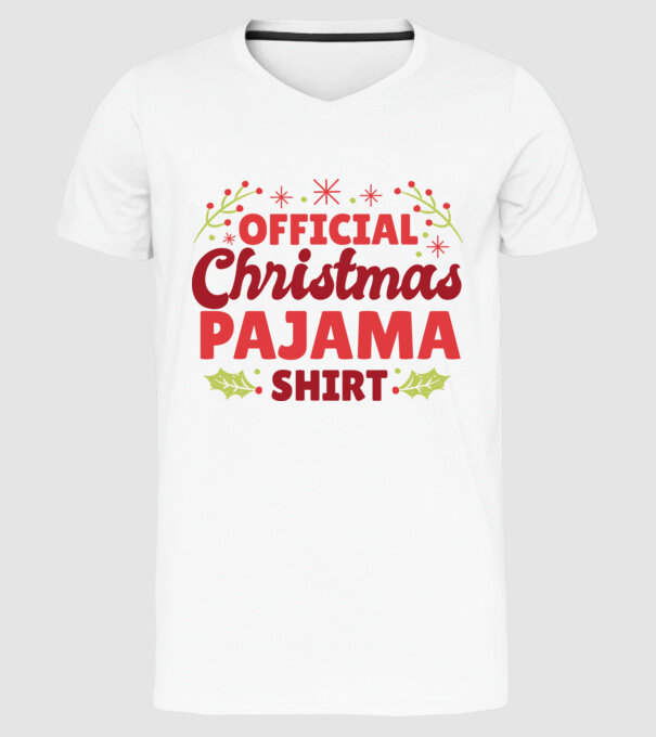 Pijama de Crăciun model alb pe tricou