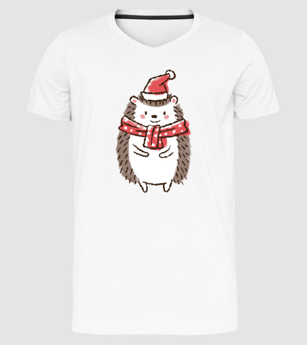 Arici de Crăciun model alb pe tricou