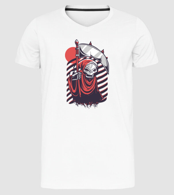 Moartea - Grim Reaper model alb pe tricou