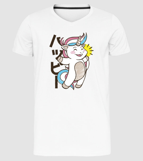 Kawaii unicorn model alb pe tricou