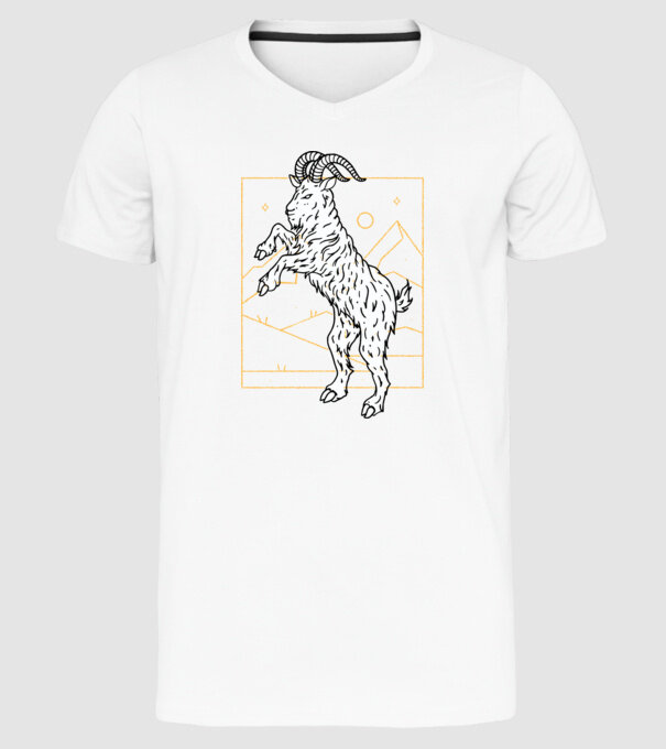 Capră model alb pe tricou