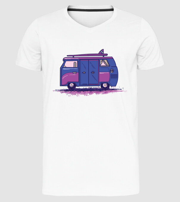 Mașină de camping model alb pe tricou