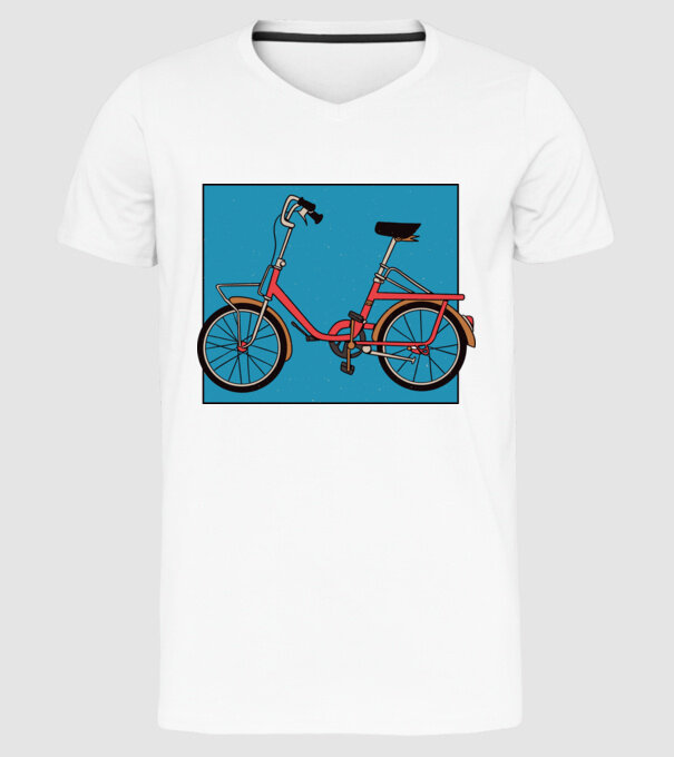 Bicicletă Camping model alb pe tricou