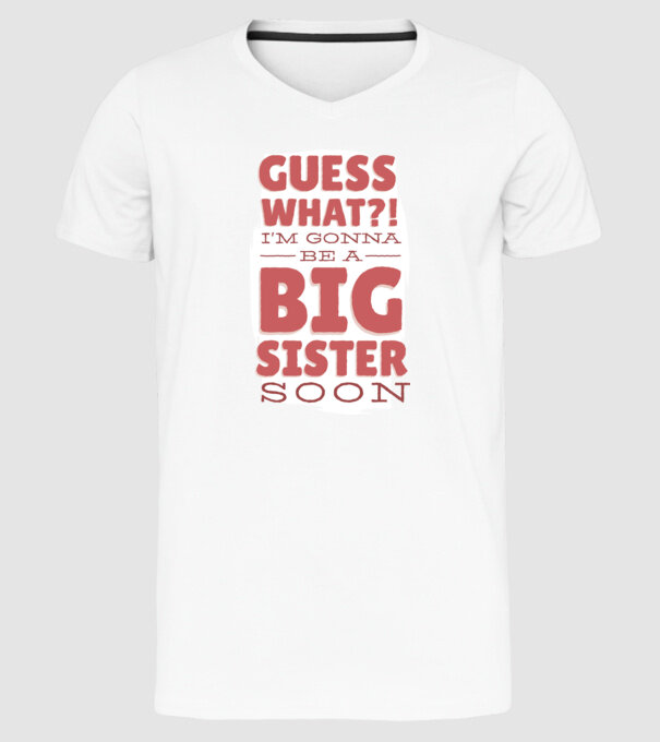 În curând voi fi sora mai mare model alb pe tricou