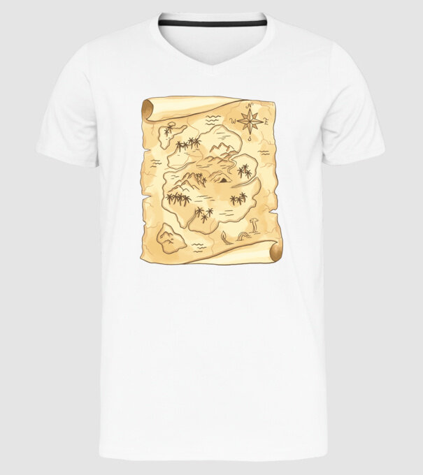 Hartă cu comori model alb pe tricou