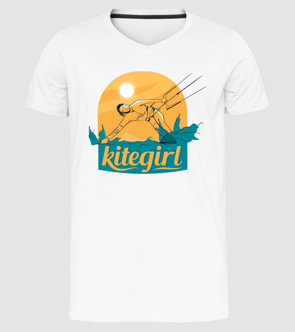 Tricou Kitegirl Kitesurf model alb pe tricou