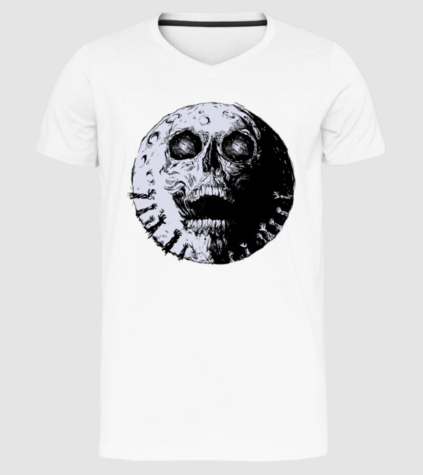 Craniu Lună model alb pe tricou