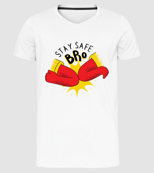 Coronavirus Salut cu cotul model alb pe tricou