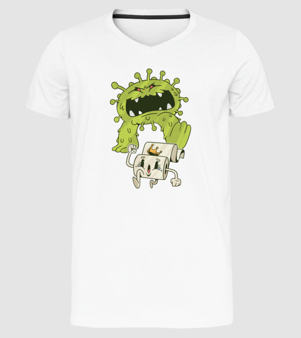 Coronavirus Monstru model alb pe tricou