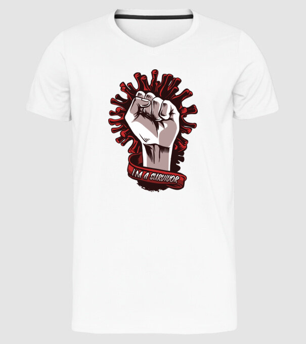 Supraviețuitor Coronavirus model alb pe tricou