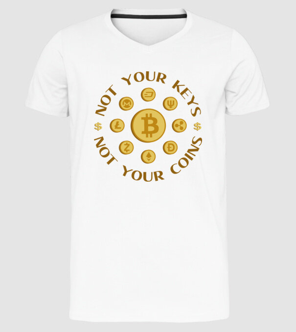 Criptomonede model alb pe tricou