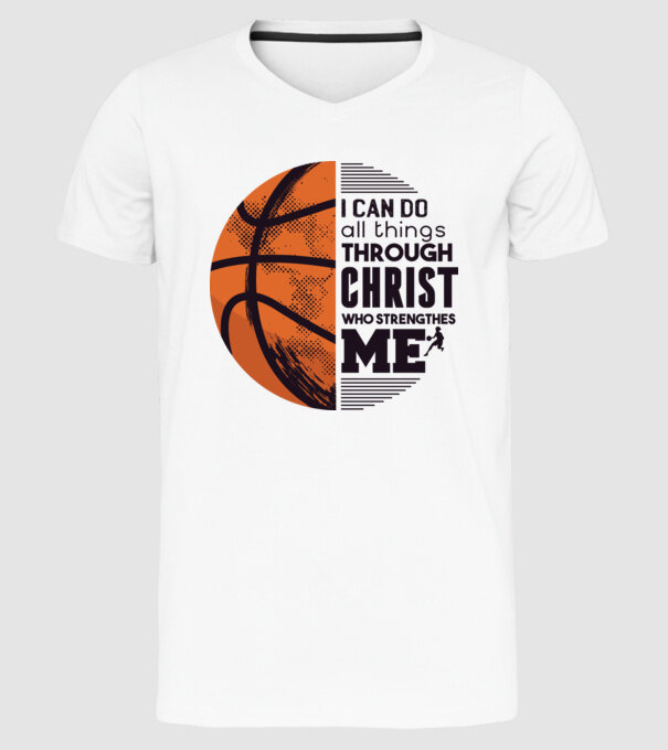 Cu ajutorul lui Hristos reușim Baschetbalist model alb pe tricou