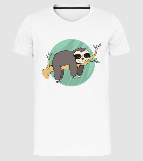Leneș odihnă model alb pe tricou